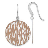 Sterling Silver with Chocolate Rhodium-Plated Diamond-Cut Drop French Wire Earrings, 45.5 mm