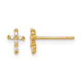 14K Yellow Gold Madi K Polished Cubic Zirconia Cross Children'S Stud Earrings, 6.3 mm
