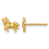 14K Yellow Gold Madi K Polished Unicorn Children'S Stud Earrings, 6.6 mm
