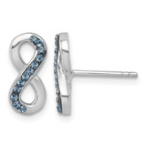 Sterling Silver Rhodium-Plated Polished Blue Crystal Infinity Stud Earrings, 6.3 mm