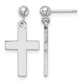 Rhodium-Plated 14K White Gold Polished Cross Dangle Earrings
