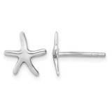 Rhodium-Plated Sterling Silver Small Pointed Star Fish Stud Earrings, 10 mm