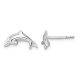 Sterling Silver Rhodium-Plated Polished Dolphin Stud Earrings, 7.3 mm