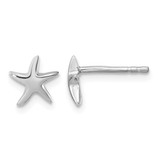 Sterling Silver Rhodium-Plated Polished Starfish Stud Earrings, 7.5 mm