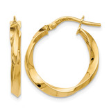 14K Yellow Gold Hollow Polished Twisted Hoop Earrings, 20 mm, 2.5 mm Wide