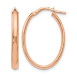 14K Rose Gold Hollow Polished Oval Hoop Earrings, 24 mm