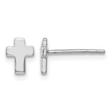 Rhodium-Plated 14K White Gold Polished Cross Stud Earrings, 6.5 mm