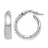 Rhodium-Plated 14K Yellow Gold Hollow with White Rhodium Plating Polished Hoop Earrings, 18 mm