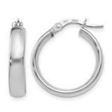 Rhodium-Plated 14K Yellow Gold Hollow with White Rhodium Plating Polished Hoop Earrings, 20 mm, 4 mm Wide