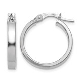 Rhodium-Plated 14K White Gold Hollow Polished Hoop Earrings, 20 mm, 3 mm Wide - LE1346