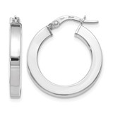 Rhodium-Plated 14K Yellow Gold Hollow with White Rhodium Plating Polished Hoop Earrings, 20 mm, 3 mm Wide