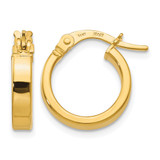14K Yellow Gold Hollow Polished Hoop Earrings, 15 mm, 3 mm Wide - LE1357