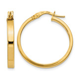 14K Yellow Gold Hollow Polished Hoop Earrings, 25 mm, 3 mm Wide - LE1359