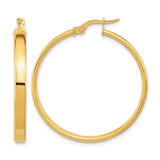 14K Yellow Gold Hollow Polished Hoop Earrings, 35 mm, 4 mm Wide