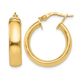 14K Yellow Gold Hollow Polished Hoop Earrings, 20 mm, 5 mm Wide