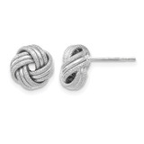 Rhodium-Plated 14K Yellow Gold Hollow with White Rhodium Plating Knot Polished Diamond-Cut Stud Earrings, 8 mm