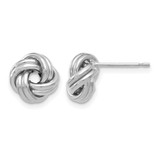Rhodium-Plated 14K Yellow Gold Hollow with White Rhodium Plating Polished Love Knot Stud Earrings, 9.5 mm