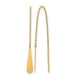 14K Yellow Gold Polished Tear Drop Threader Earrings, 102 mm