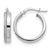 Rhodium-Plated 14K White Gold Hollow Polished Glimmer Infused Hoop Earrings, 20.5 mm