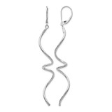 Rhodium-Plated 14K White Gold Hollow Twisted Leverback Drop Earrings, 76 mm