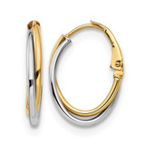 14K Two-Tone Gold Hollow Polished Hoop Leverback Earrings, 21.7 mm