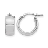 Rhodium-Plated 14K Yellow Gold Hollow with White Rhodium Plating 6 mm High Polished Huggie Hoop Earrings, 15 mm Long