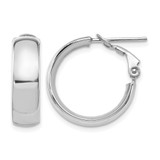 Rhodium-Plated 14K Yellow Gold Hollow with White Rhodium Plating High Polished 6 mm Omega Back Hoop Earrings, 20 mm Long