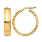 14K Yellow Gold Hollow 6 mm High Polished Hoop Earrings, 25 mm Long