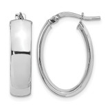 Rhodium-Plated 14K Yellow Gold Hollow with White Rhodium Plating 6 mm Polished Oval Hoop Earrings, 20 mm Long