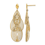 14K Yellow Gold Polished Diamond-Cut Post Dangle Earrings, 52.5 mm