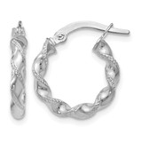Rhodium-Plated 14K White Gold Hollow Twisted Hoop Earrings, 16 mm