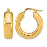 14K Yellow Gold Hollow Polished Hoop Earrings, 27.5 mm