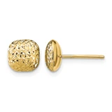 14K Yellow Gold Polished Diamond-Cut Button Stud Earrings, 8.95 mm