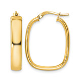 14K Yellow Gold Hollow Polished Squared Oval Hoop Earrings, 28 mm