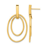 14K Yellow Gold Hollow Polished Post Dangle Earrings, 42.5 mm
