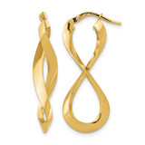 14K Yellow Gold Hollow Polished Left and Right Eternity Hoop Earrings, 13.75 mm