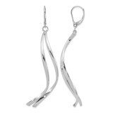 Rhodium-Plated 14K Yellow Gold Hollow with White Rhodium Plating Polished Leverback Drop Earrings, 7.25 mm