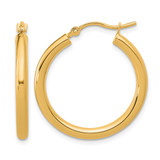 14K Yellow Gold Hollow Polished 2.5 mm Lightweight Tube Hoop Earrings