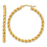 14K Yellow Gold Polished Twist Hoop Earrings, 35 mm