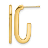 14K Yellow Gold Hollow Polished Modern J-Hoop Earrings, 23.57 mm