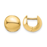 14K Yellow Gold Polished Round Huggie Hoop Earrings, 11 mm