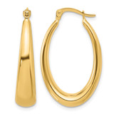14K Yellow Gold Polished Oval Hoop Earrings, 29 mm
