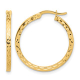 14K Yellow Gold Diamond-Cut Hoop Earrings, 24 mm