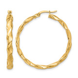 14K Yellow Gold Polished Twisted Hoop Earrings, 35 mm