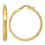 14K Yellow Gold Polished Twisted Round Hoop Earrings, 36 mm