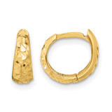 14K Yellow Gold Polished and Diamond-Cut Huggie Hoop Earrings, 11.36 mm
