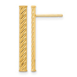 14K Yellow Gold Polished and Textured Bar Post Drop Earrings, 25.47 mm