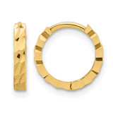 14K Yellow Gold Polished and Diamond-Cut Huggie Hoop Earrings, 12.5 mm, 2.2 mm Wide