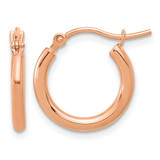 14K Rose Gold Polished 2 x 15 mm Polished Hoop Earrings
