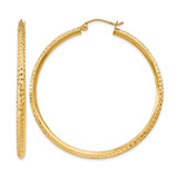 14K Yellow Gold Hollow Knife Edge Diamond-Cut Hollow Hoop Earrings, 45 mm